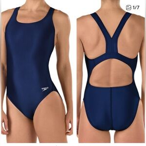 Speedo Super Pro Back navy racing swimsuit,durable & supportive design. Size 16
